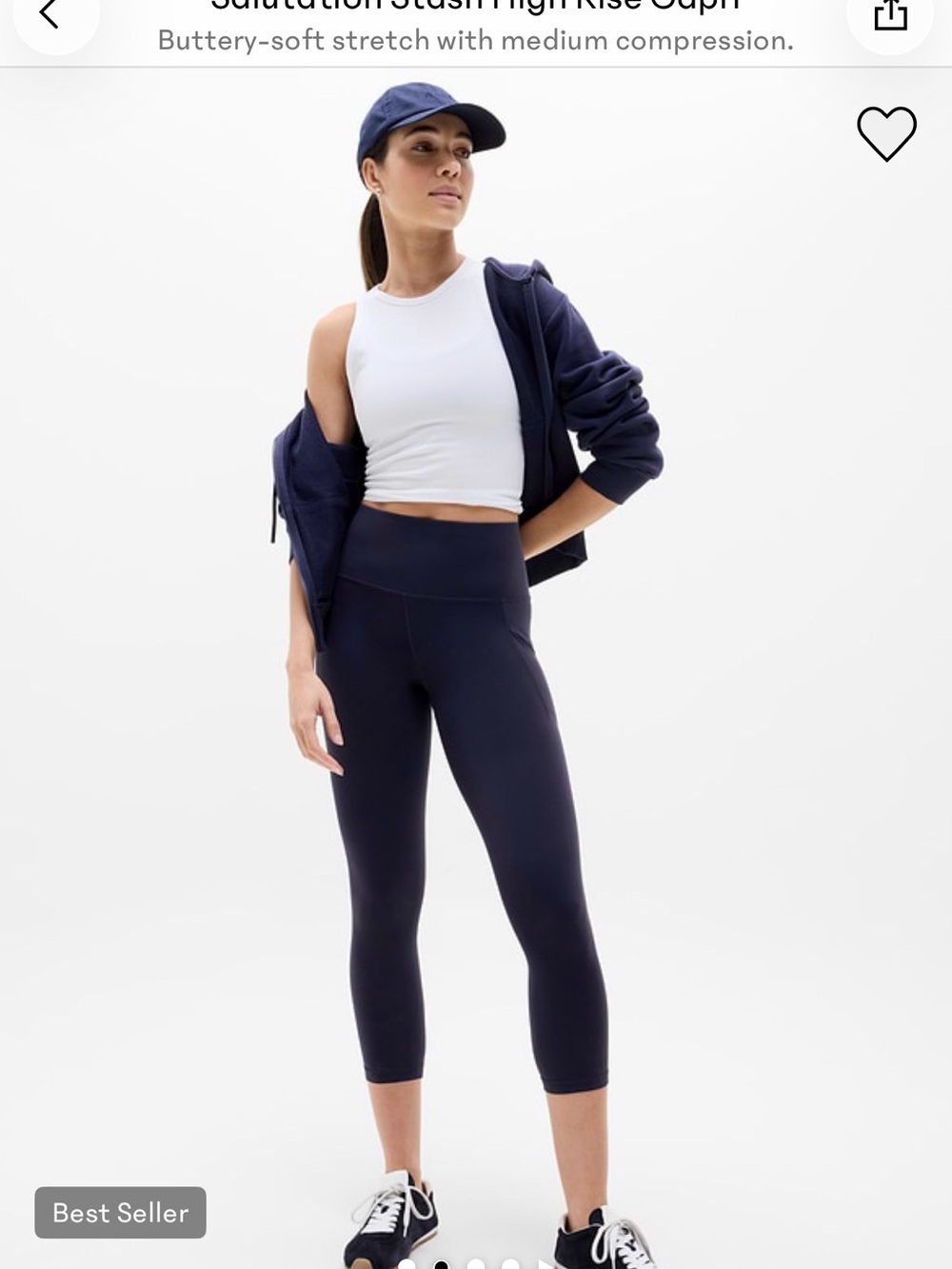 Athleta Navy High-Rise Capri Leggings Size LG NWT
